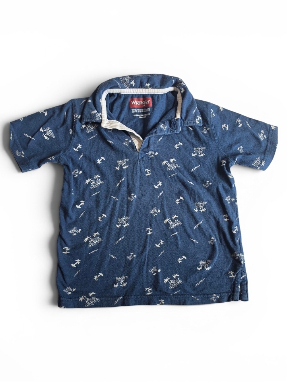 Wrangler Navy Blue Palm-Print Polo for Kids 4/5